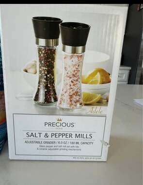 Large Stainless Steel Salt and Pepper Grinder Set - Adjustable Coarseness, Refil